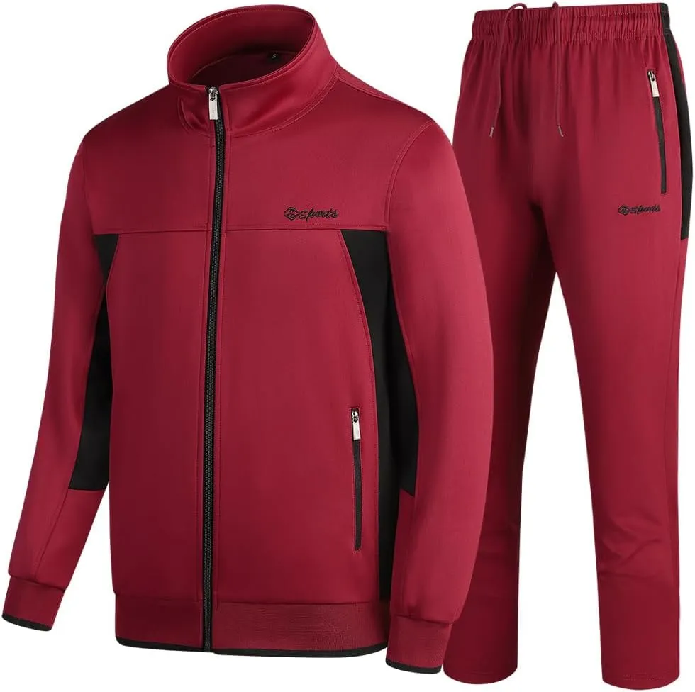 Men's Casual Tracksuit Long Sleeve Sweatsuit Athletic Set Full Zip Running Jogging Sports Jacket and Pants