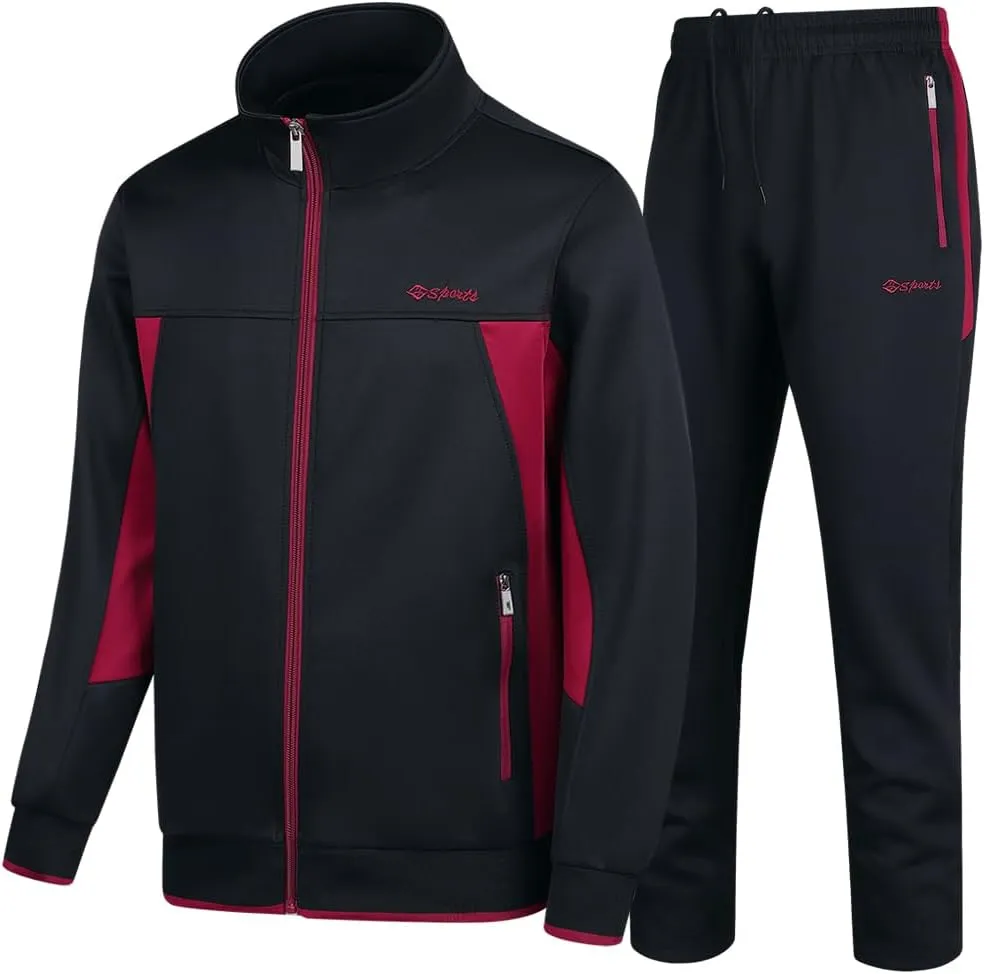 Men's Casual Tracksuit Long Sleeve Sweatsuit Athletic Set Full Zip Running Jogging Sports Jacket and Pants