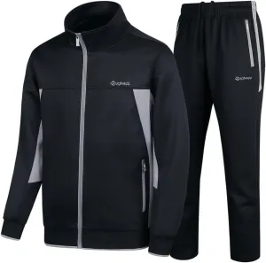 Men's Casual Tracksuit Long Sleeve Sweatsuit Athletic Set Full Zip Running Jogging Sports Jacket and Pants