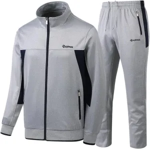 Men's Casual Tracksuit Long Sleeve Sweatsuit Athletic Set Full Zip Running Jogging Sports Jacket and Pants