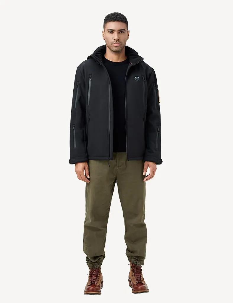 Men's Heated Jacket with Detachable Hood, Waterproof Winter Outdoor Heating Jackets for Men (Battery Pack Included)