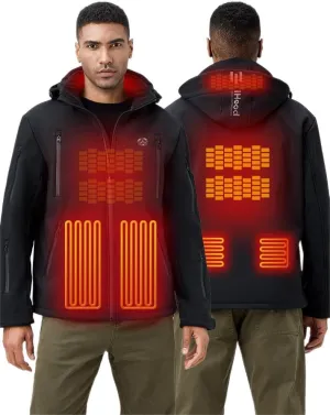 Men's Heated Jacket with Detachable Hood, Waterproof Winter Outdoor Heating Jackets for Men (Battery Pack Included)