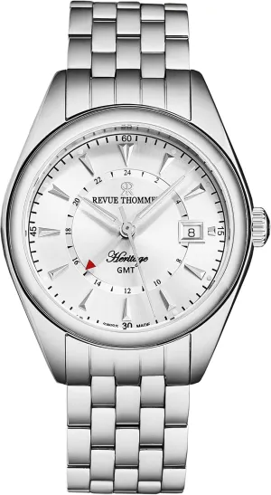 Men's 'Heritage' GMT Silver Dial Stainless Steel Bracelet Swiss Automatic Watch 21010.2332