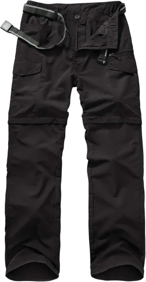 Mens Hiking Pants Quick Dry Lightweight Fishing Convertible Zip Off Safari Trousers