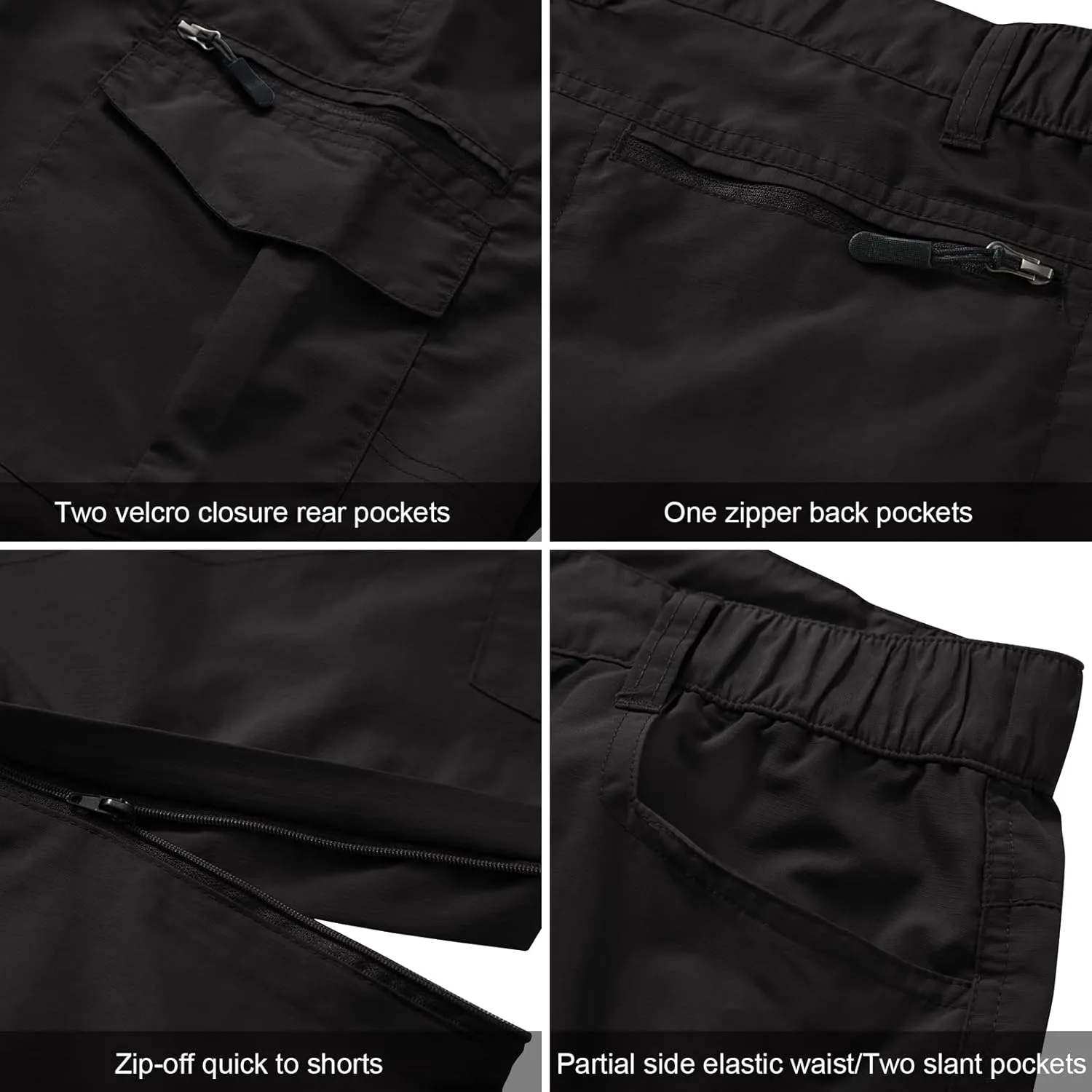 Mens Hiking Pants Quick Dry Lightweight Fishing Convertible Zip Off Safari Trousers