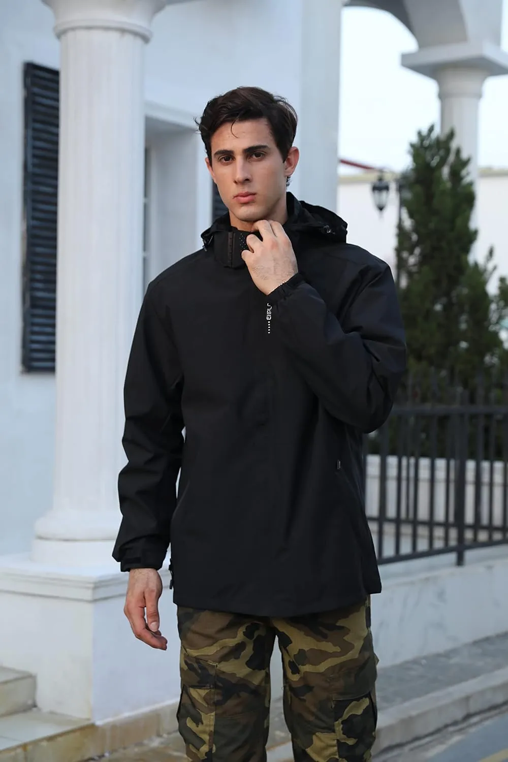 Men's Lightweight Waterproof Rain Jacket,Shell Hooded Outdoor Raincoat Hiking Windbreake jacket
