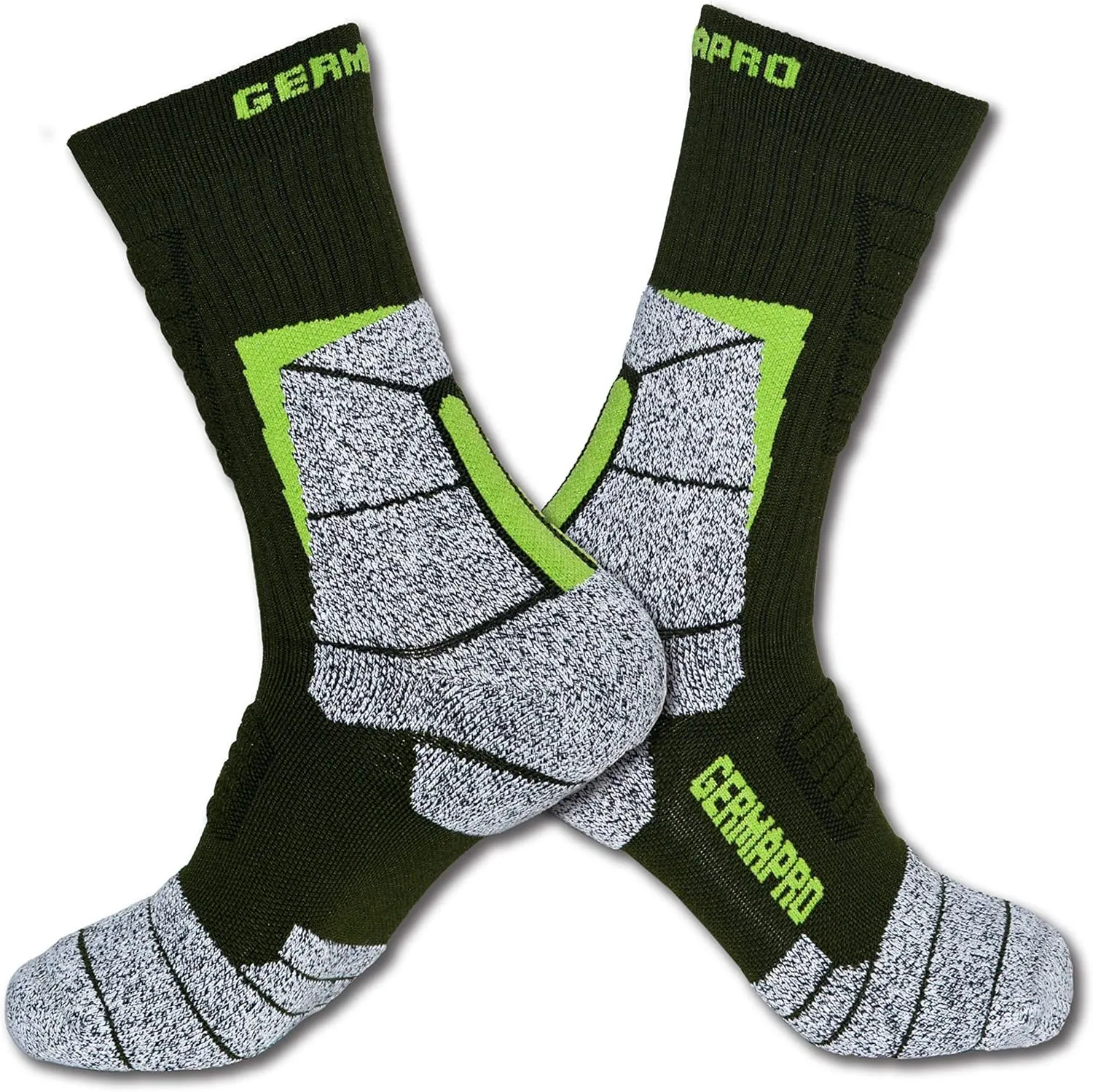 Mens Moisture Wicking Crew Compression Hiking Work Boot Socks w/Anti-Fatigue Germanium Infused   Coolmax Fiber 1/2 Pk
