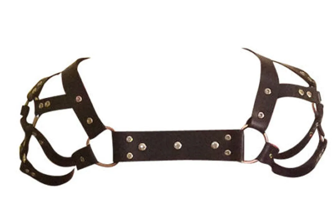 Men’s Roman Leather Chest Harness – Studded Multi-Strap Design