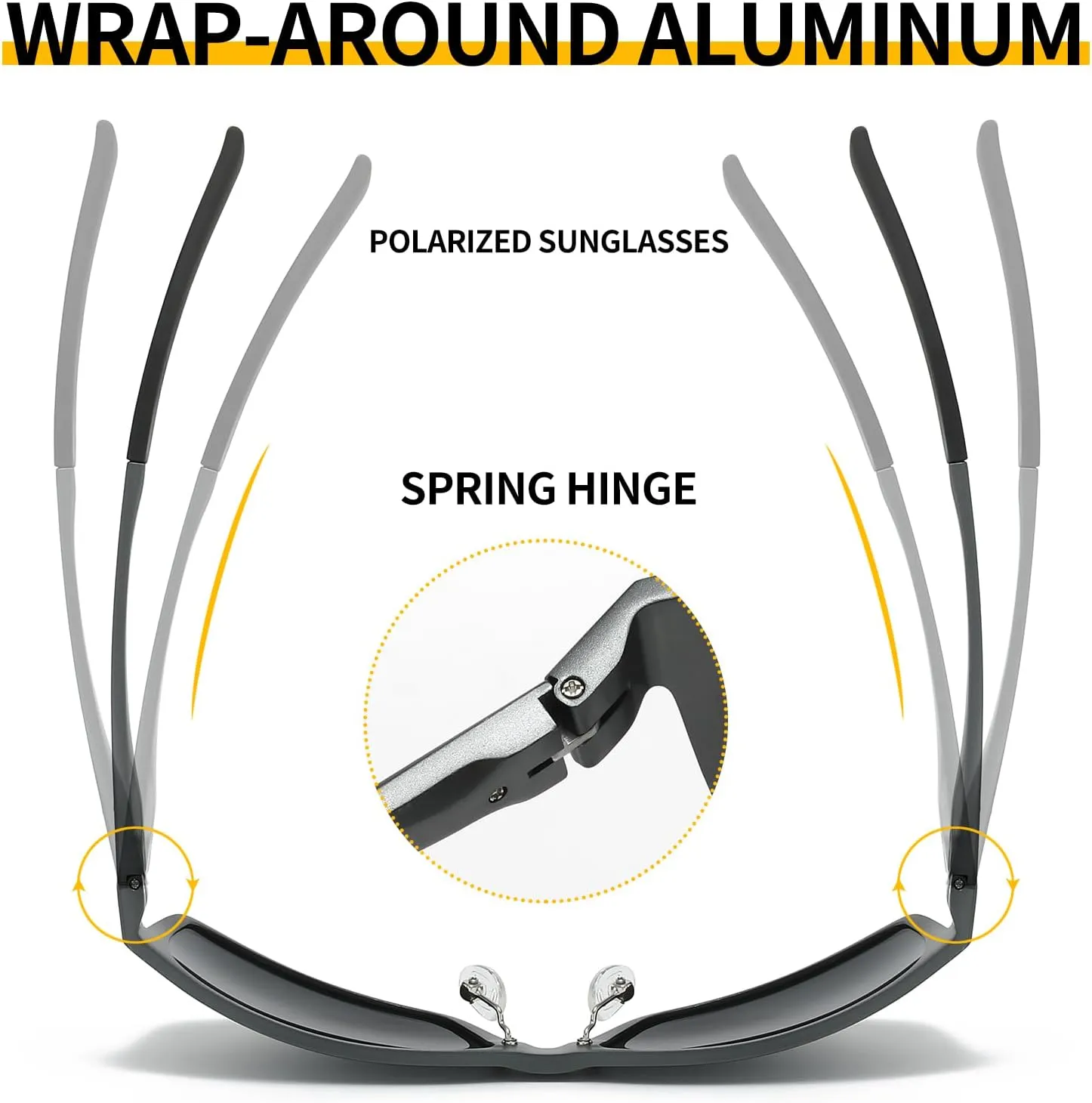 Mens Sunglasses Polarized UV400, Metal Frame for Driving Fishing Sports, Carbon Fiber & Al-Mg Ultralight