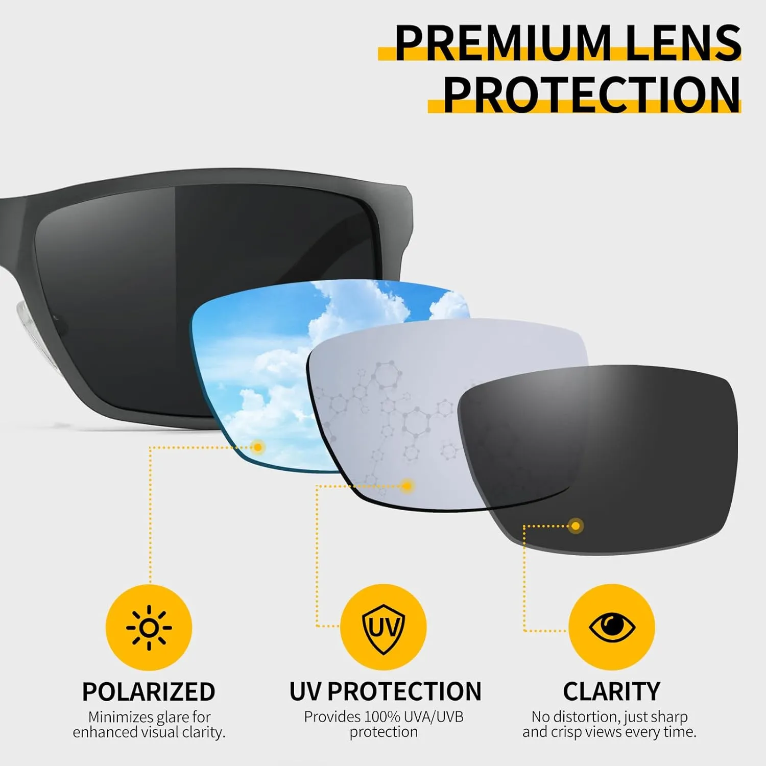 Mens Sunglasses Polarized UV400, Metal Frame for Driving Fishing Sports, Carbon Fiber & Al-Mg Ultralight