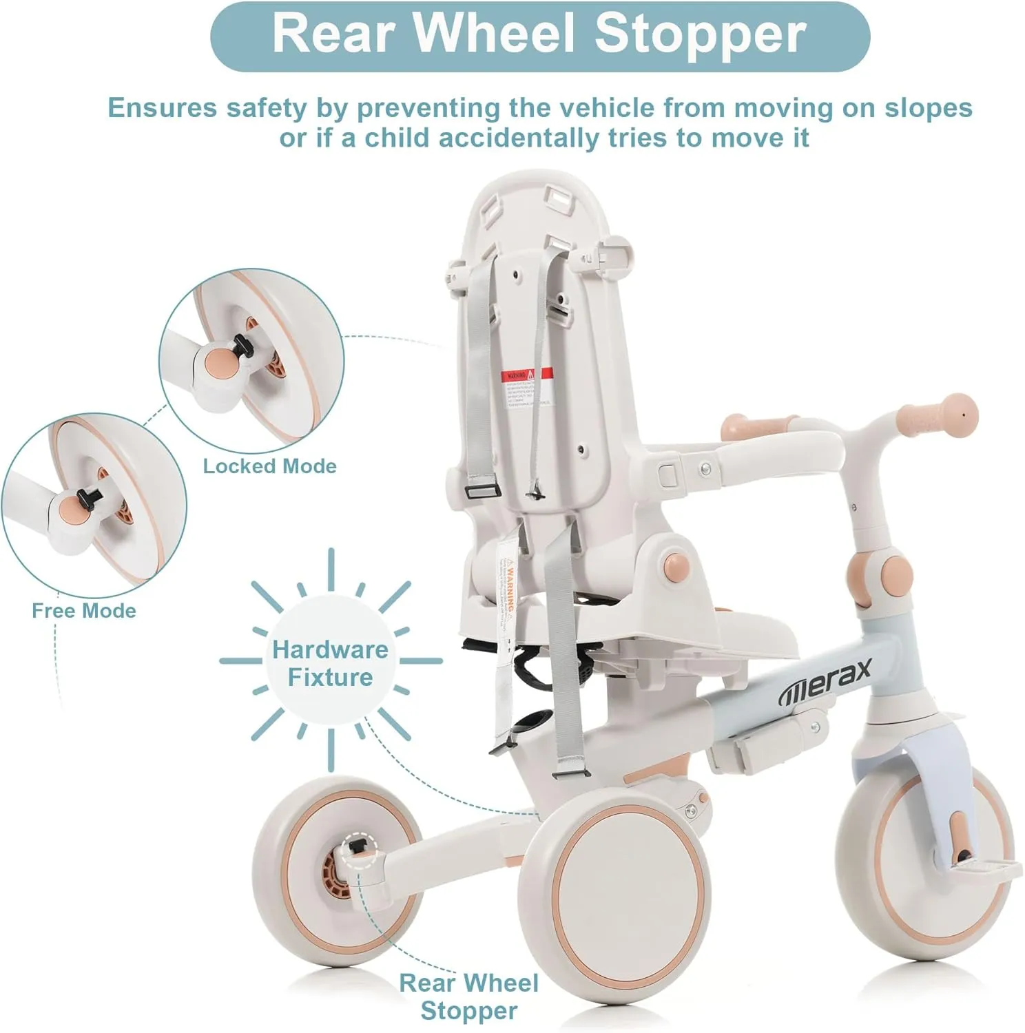 Merax 7-in-1 All-Terrain Kids Tricycle Stroller Foldable Toddler Tricycle with Adjustable Push Handle