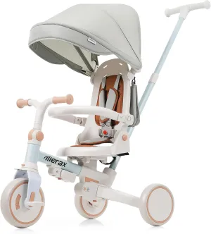 Merax 7-in-1 All-Terrain Kids Tricycle Stroller Foldable Toddler Tricycle with Adjustable Push Handle
