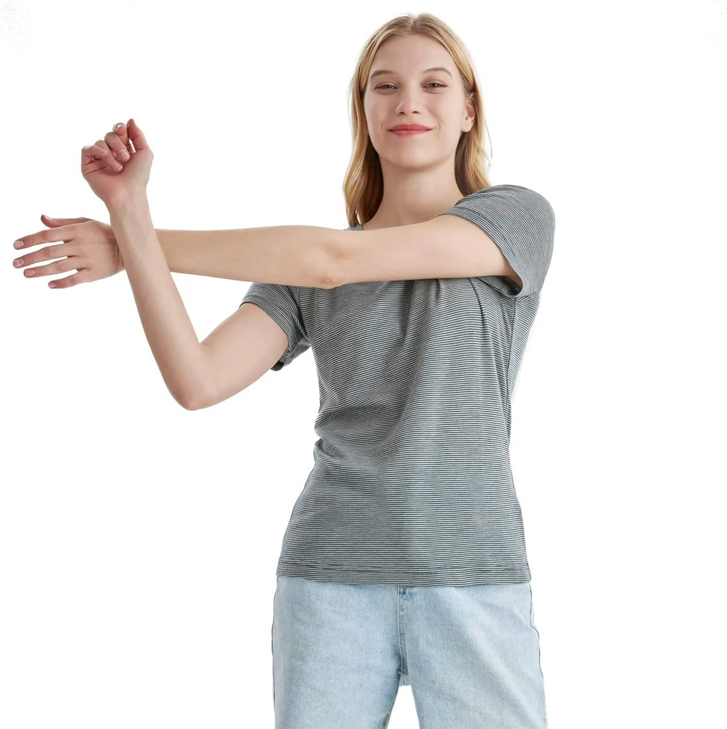 Merino Protect 100% Merino Wool T Shirts Women Crew Neck Tops Short Sleeve Odor Resistance Base Layer Travel Hiking Tee Shirt