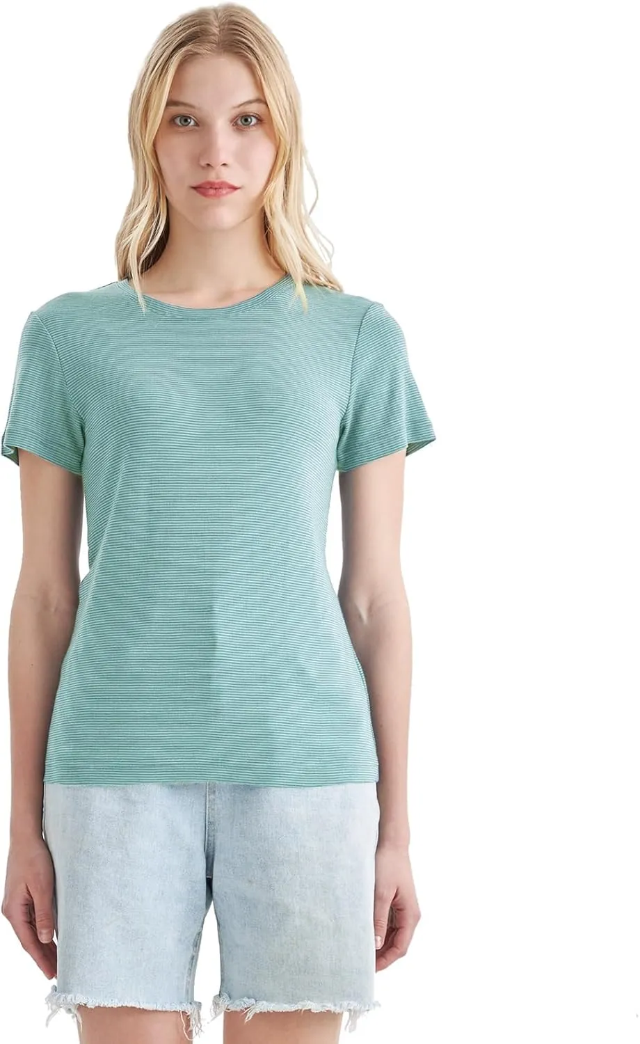 Merino Protect 100% Merino Wool T Shirts Women Crew Neck Tops Short Sleeve Odor Resistance Base Layer Travel Hiking Tee Shirt