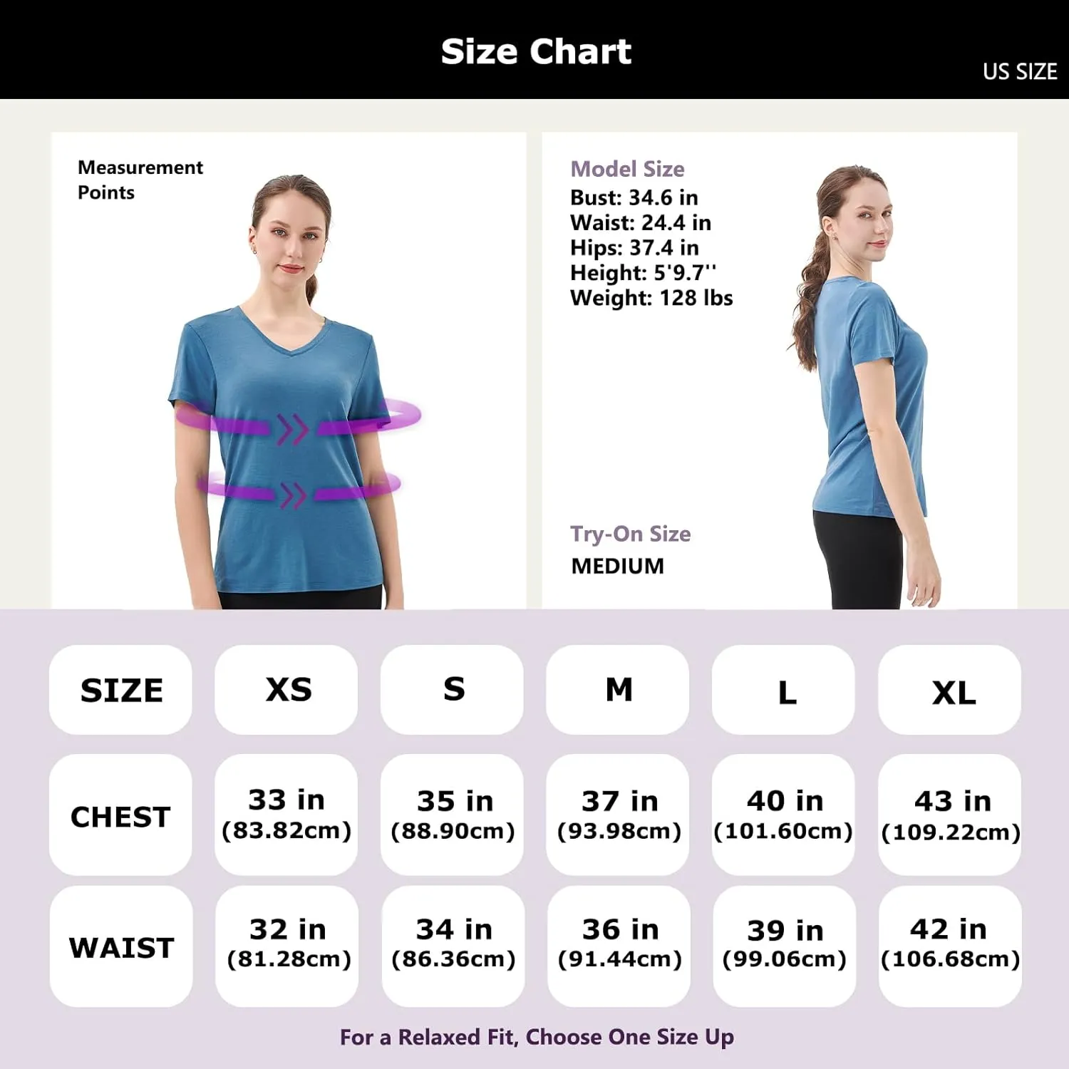Merino Protect 100% Merino Wool V Neck T-Shirt for Women Short Sleeve Base Layers Odor Resistance Tops for Outdoor Hiking