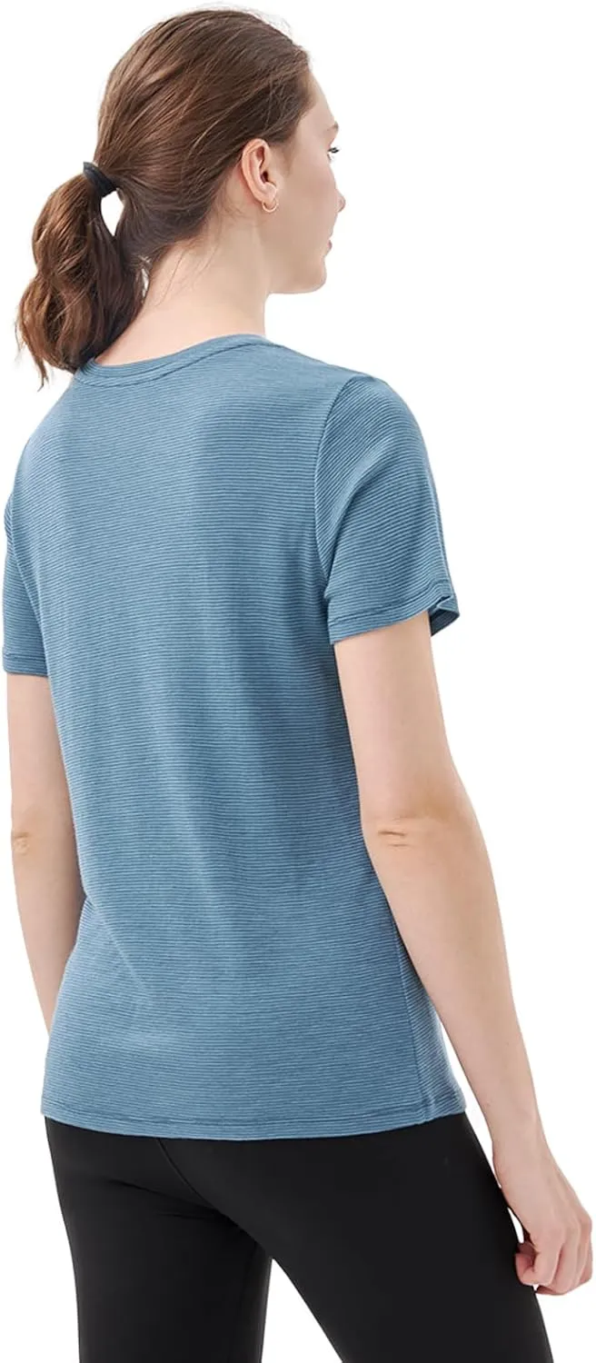 Merino Protect 100% Merino Wool V Neck T-Shirt for Women Short Sleeve Base Layers Odor Resistance Tops for Outdoor Hiking