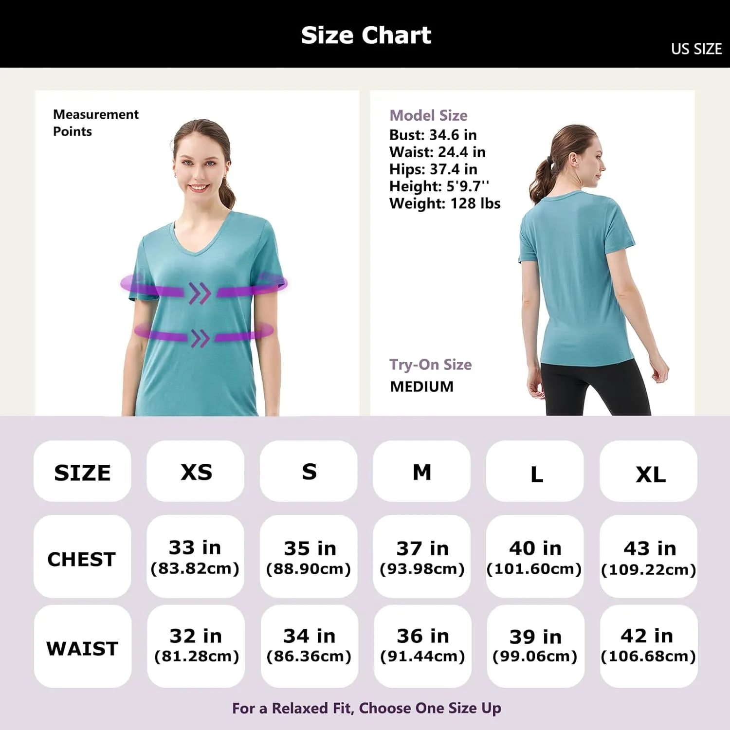 Merino Protect 100% Merino Wool V Neck T-Shirt for Women Short Sleeve Base Layers Odor Resistance Tops for Outdoor Hiking