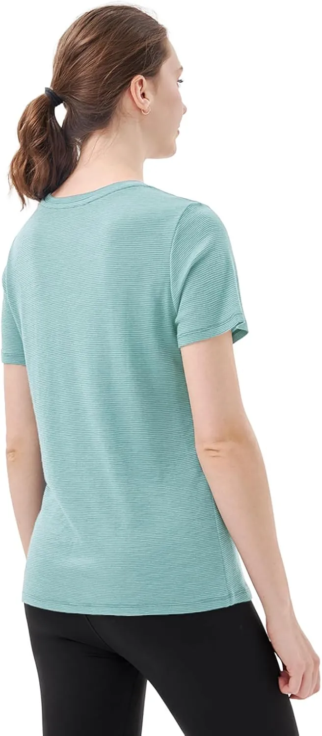 Merino Protect 100% Merino Wool V Neck T-Shirt for Women Short Sleeve Base Layers Odor Resistance Tops for Outdoor Hiking