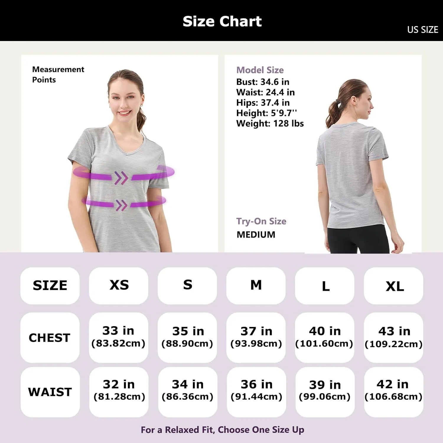 Merino Protect 100% Merino Wool V Neck T-Shirt for Women Short Sleeve Base Layers Odor Resistance Tops for Outdoor Hiking
