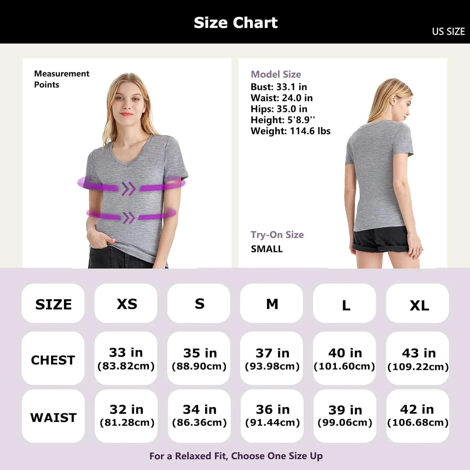 Merino Protect 100% Merino Wool V Neck T-Shirt for Women Short Sleeve Base Layers Odor Resistance Tops for Outdoor Hiking