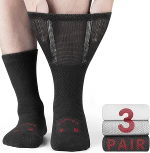 Merino Wool Diabetic Socks for Men Women Thick Warm Loose Fit Non Binding Wide Feet Soft Breathable
