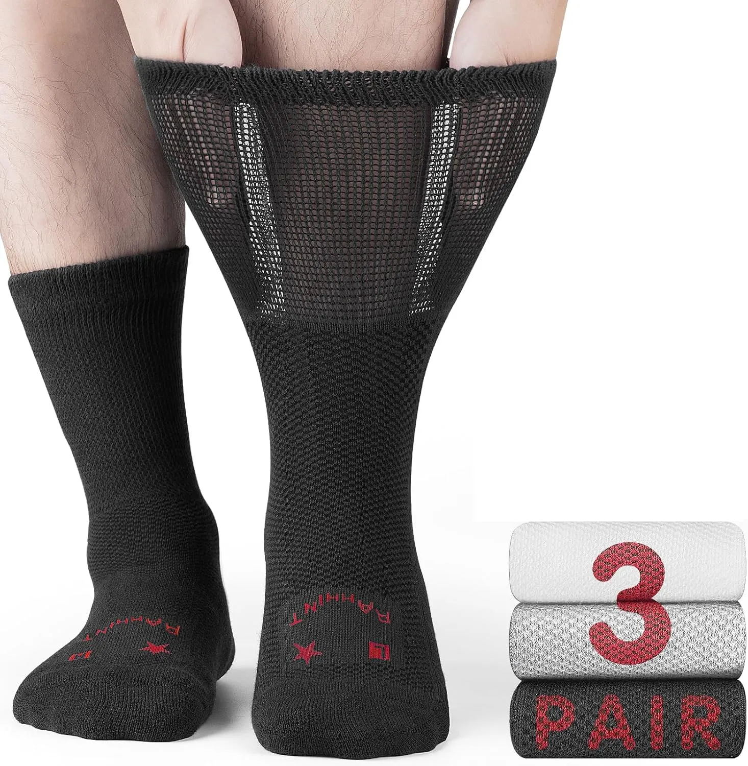 Merino Wool Diabetic Socks for Men Women Thick Warm Loose Fit Non Binding Wide Feet Soft Breathable