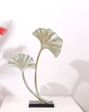 Metal Decorative Leaf Table Top Showpiece For Home Decoration - Sea Green
