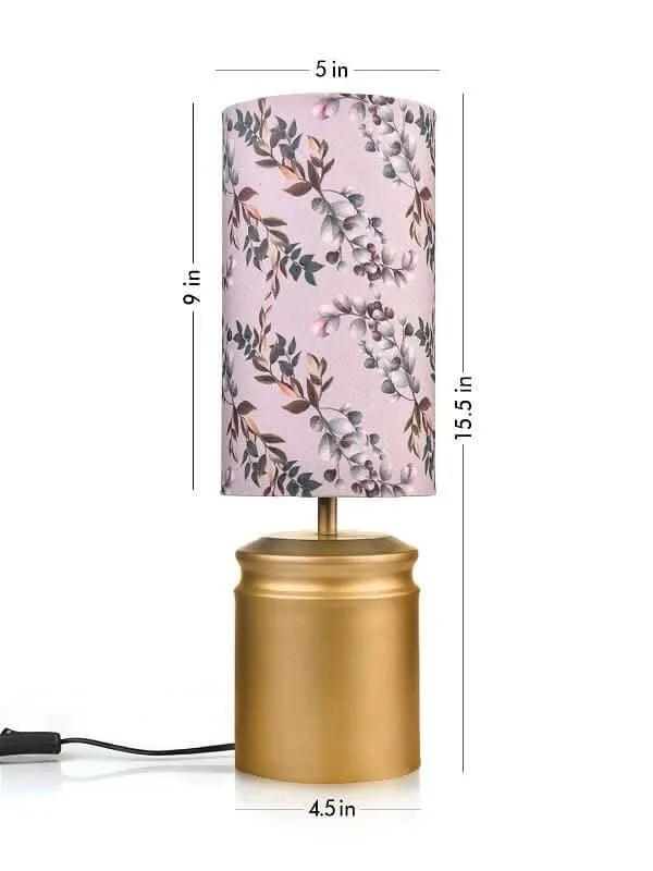 Metal Golden Table Lamp With Creeper Print Shade