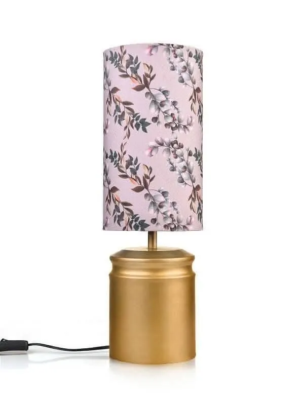 Metal Golden Table Lamp With Creeper Print Shade