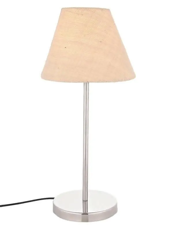 Metal Table Lamp With White Jute Shade
