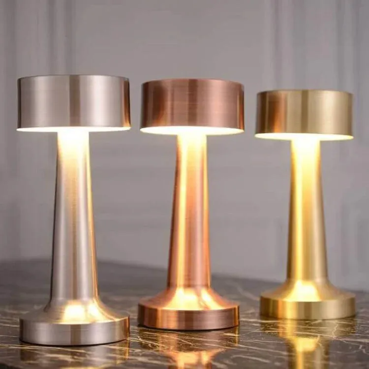MetalLux Cordless LED Table Lamp – Dimmable Touch-Control Light for Home & Office