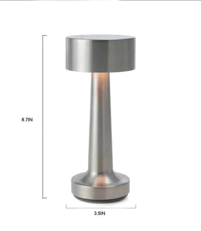 MetalLux Cordless LED Table Lamp – Dimmable Touch-Control Light for Home & Office