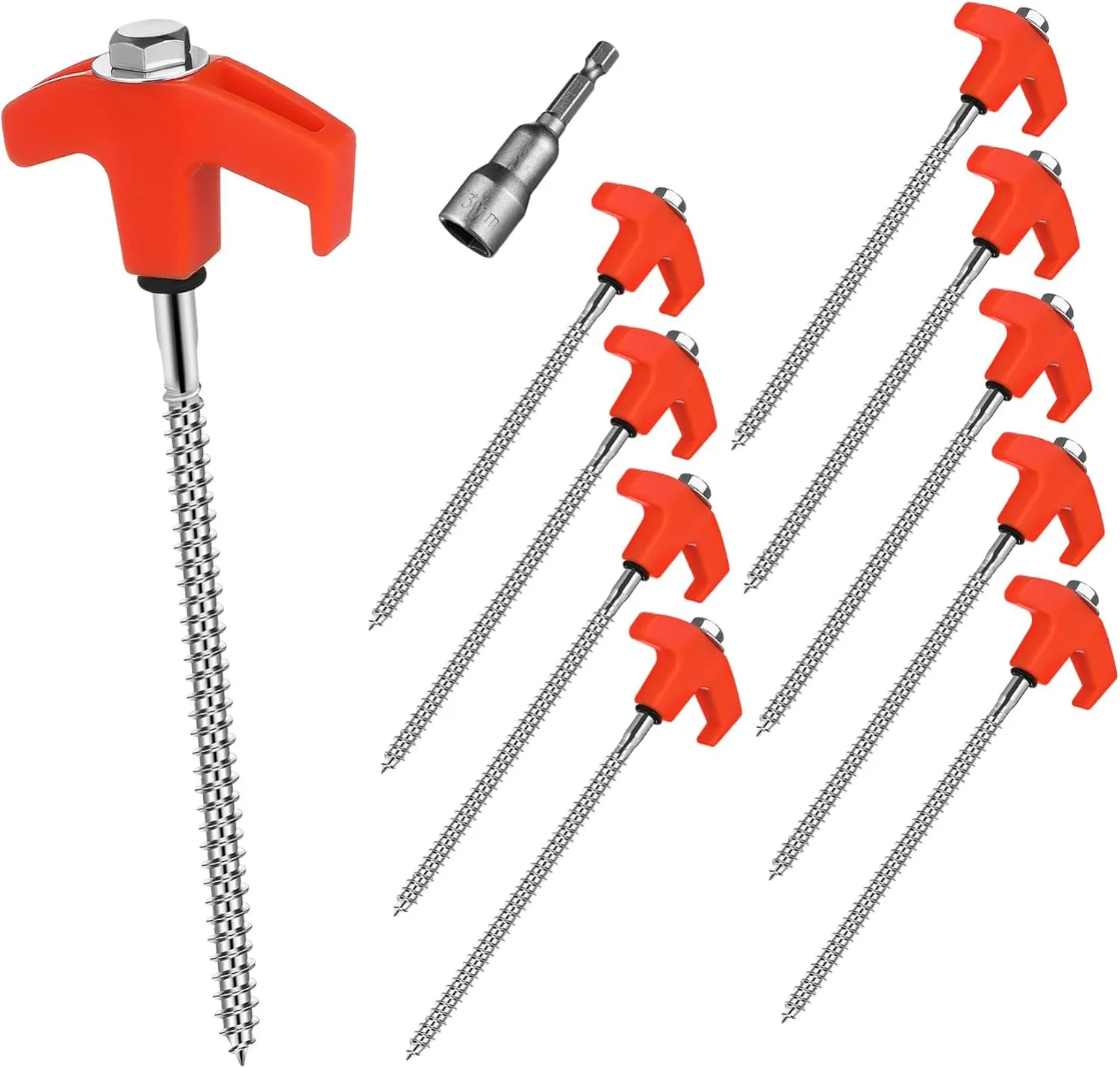 Milisten Camping Tent Stakes 10 Pcs Heavy Duty Screw in Tent Pegs Unique Hook Design for Stability