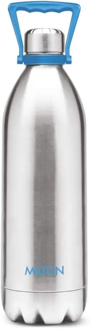 Milton Insulated Water Bottle (68 oz 2000 ml), Stainless Steel Double Walled Vacuum for 24 Hours Hot and Cold with Bag, Leakproof, BPA Free for Sport, Travel, Thermosteel Duo DLX 2000, 1.86 Ltr Silver
