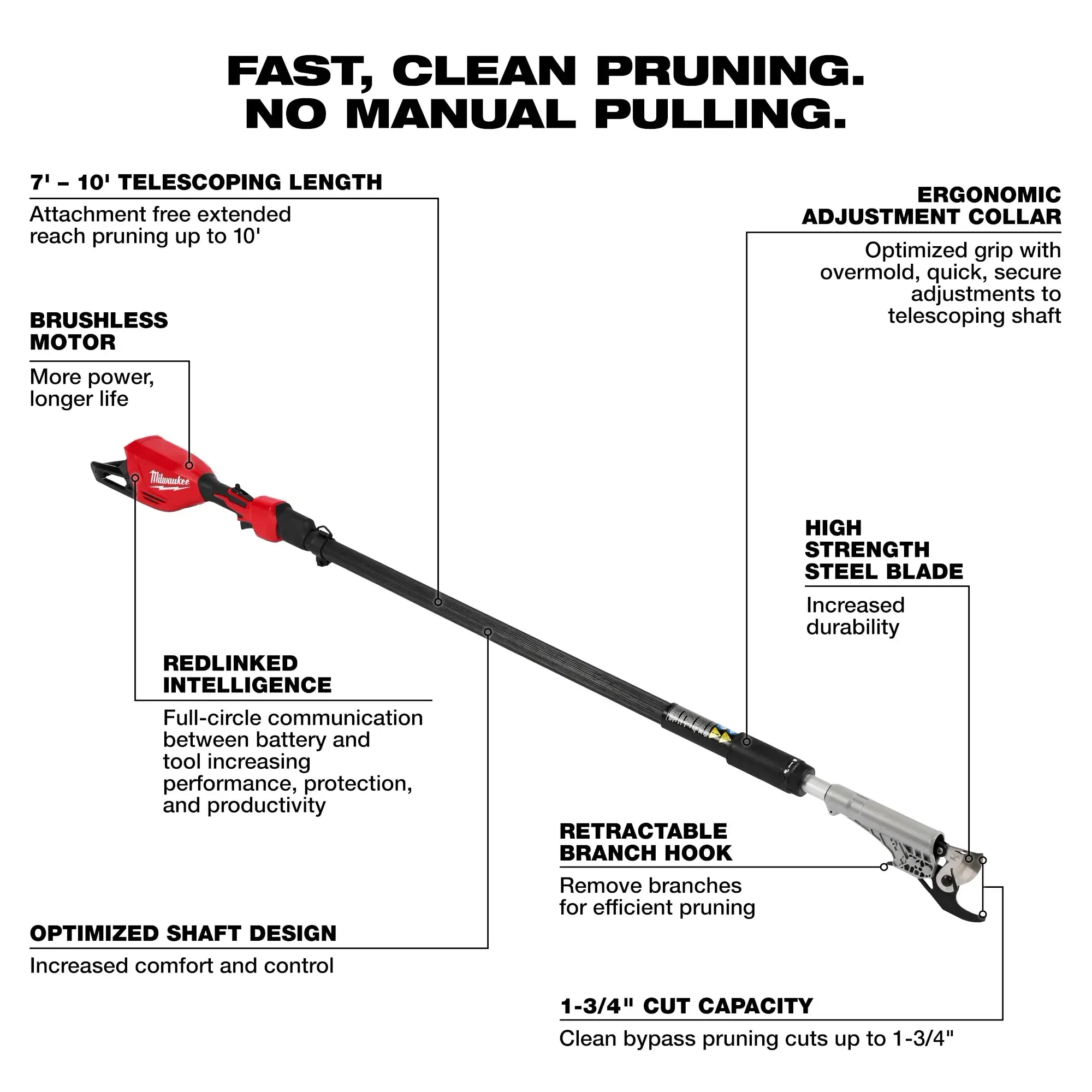 MILWAUKEE M18™ Telescoping Pole Pruning Shears Kit