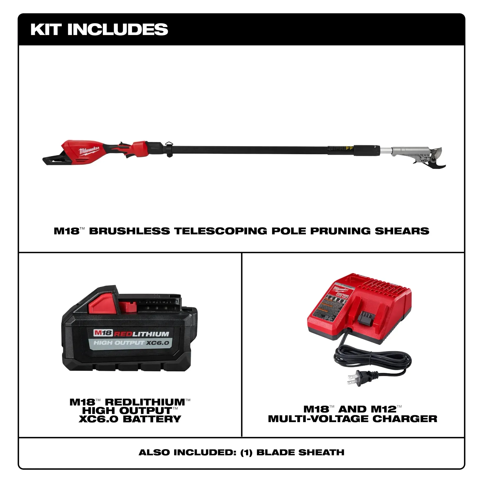 MILWAUKEE M18™ Telescoping Pole Pruning Shears Kit