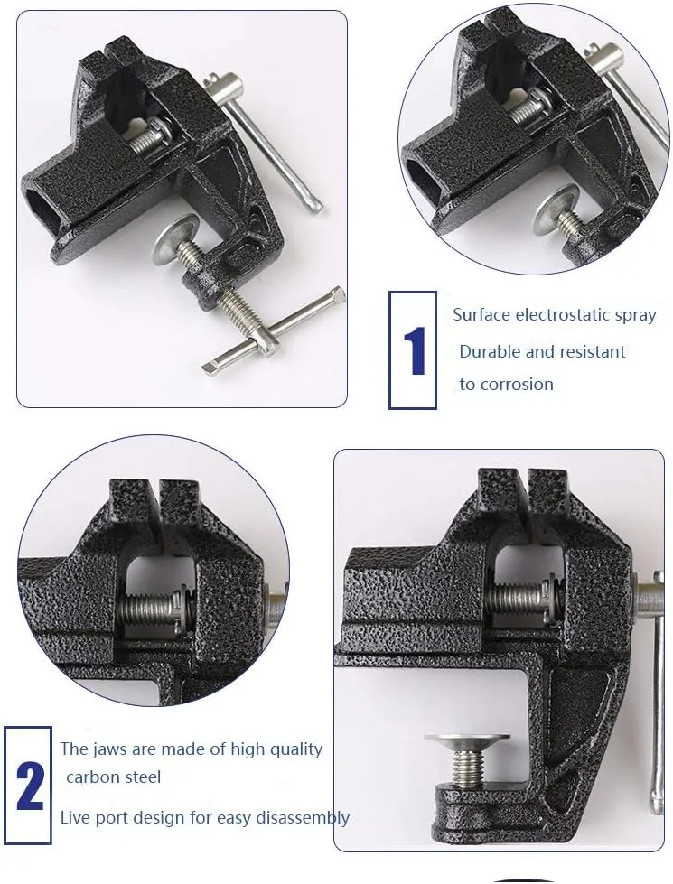 Mini Table Clamp, Small Bench Vice, New upgraded cast iron manufacturing Jewelers Hobby Clamps Craft Repair Tool Portable Work Bench Vise (mini)