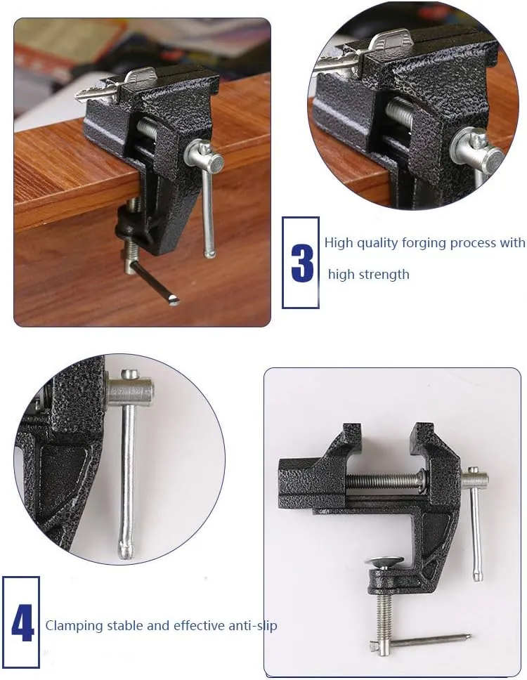 Mini Table Clamp, Small Bench Vice, New upgraded cast iron manufacturing Jewelers Hobby Clamps Craft Repair Tool Portable Work Bench Vise (mini)