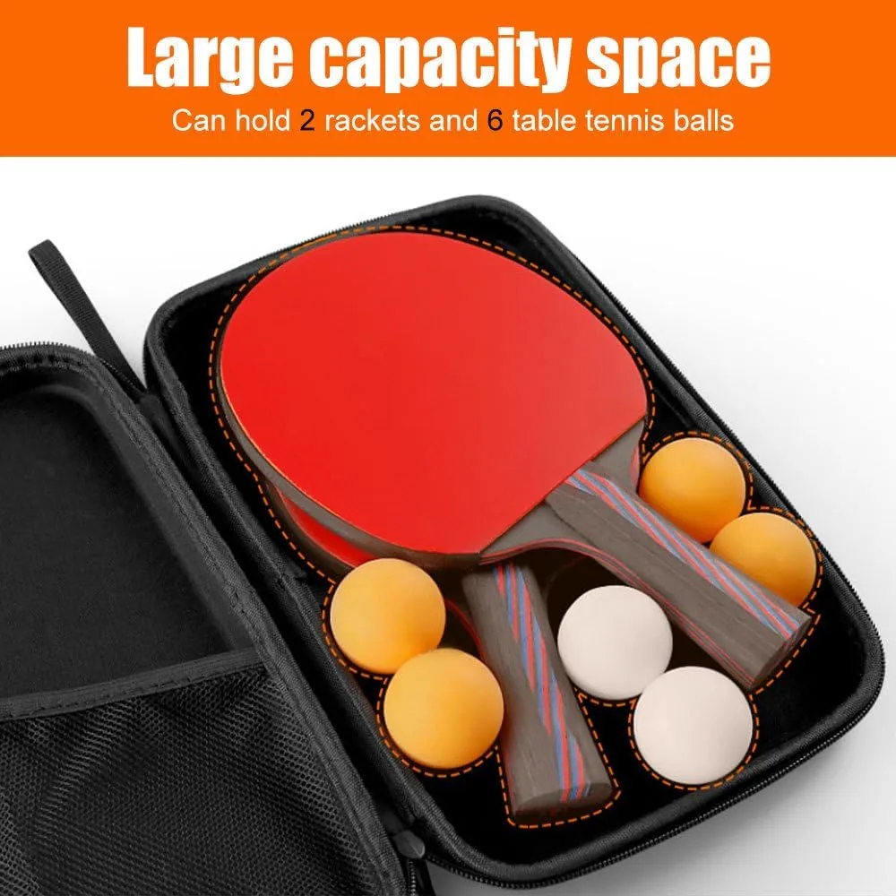 MiOYOOW Table Tennis Paddles Case，Hard Shell Sport Paddle Storage Bag Waterproof Ball Racket Bat Organzier Holder for 2 Paddles and 6 Balls