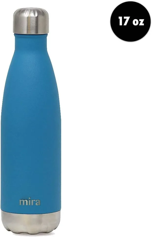 MIRA 17 oz Insulated Water Bottle - Stainless Steel Cola Shape Thermos - Double Wall Hot & Cold Flask (24Hr Cold/12Hr Hot) - Hawaiian Blue