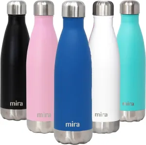 MIRA 17 oz Insulated Water Bottle - Stainless Steel Cola Shape Thermos - Double Wall Hot & Cold Flask (24Hr Cold/12Hr Hot) - Hawaiian Blue