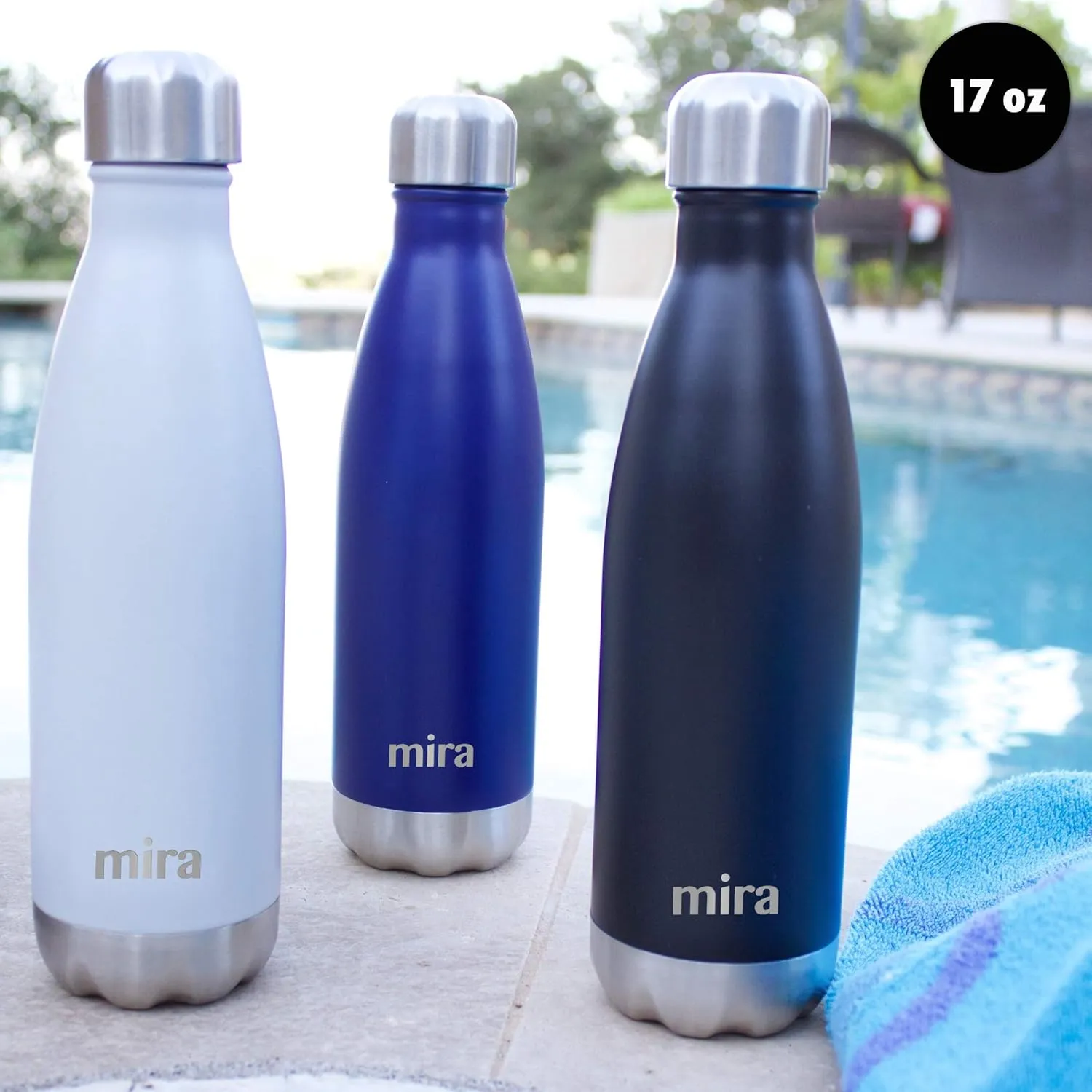 MIRA 17 oz Insulated Water Bottle - Stainless Steel Cola Shape Thermos - Double Wall Hot & Cold Flask (24Hr Cold/12Hr Hot) - Hawaiian Blue