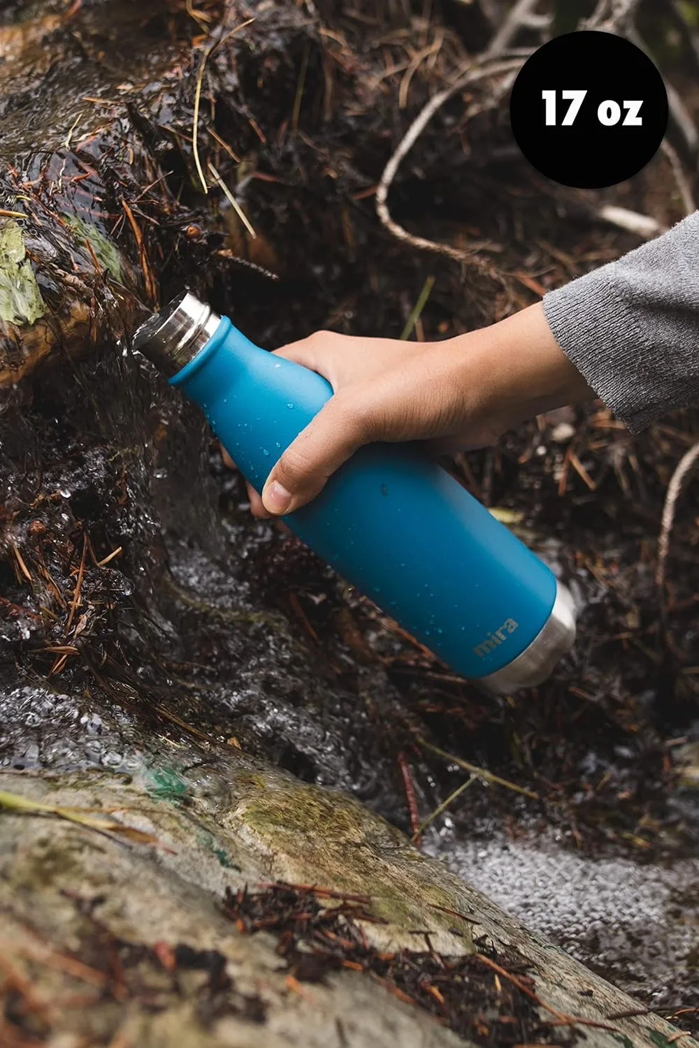 MIRA 17 oz Insulated Water Bottle - Stainless Steel Cola Shape Thermos - Double Wall Hot & Cold Flask (24Hr Cold/12Hr Hot) - Hawaiian Blue