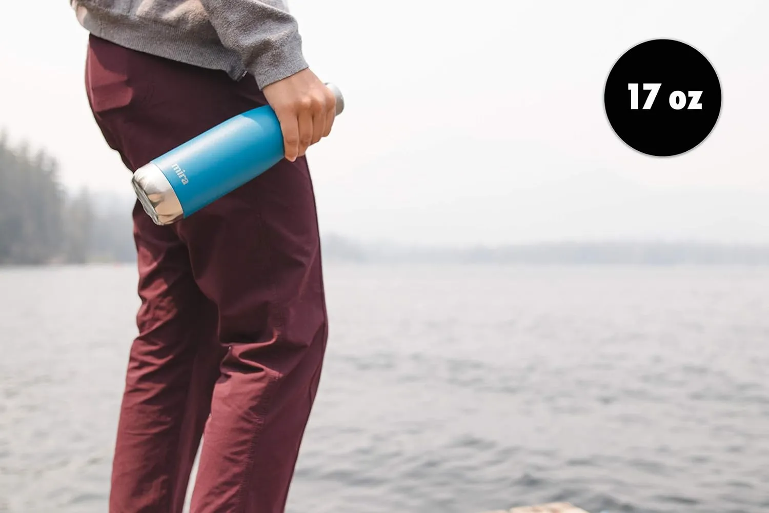 MIRA 17 oz Insulated Water Bottle - Stainless Steel Cola Shape Thermos - Double Wall Hot & Cold Flask (24Hr Cold/12Hr Hot) - Hawaiian Blue