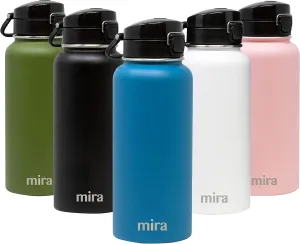 MIRA 32 oz Insulated Water Bottle - Stainless Steel Thermos with One-Touch Quick-Open Spout - Double Wall Hot & Cold (24Hr Cold/12Hr Hot) - Hawaiian Blue