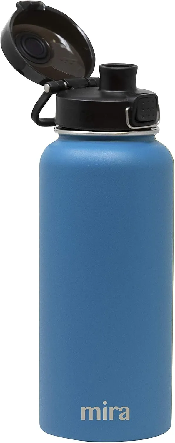 MIRA 32 oz Insulated Water Bottle - Stainless Steel Thermos with One-Touch Quick-Open Spout - Double Wall Hot & Cold (24Hr Cold/12Hr Hot) - Hawaiian Blue