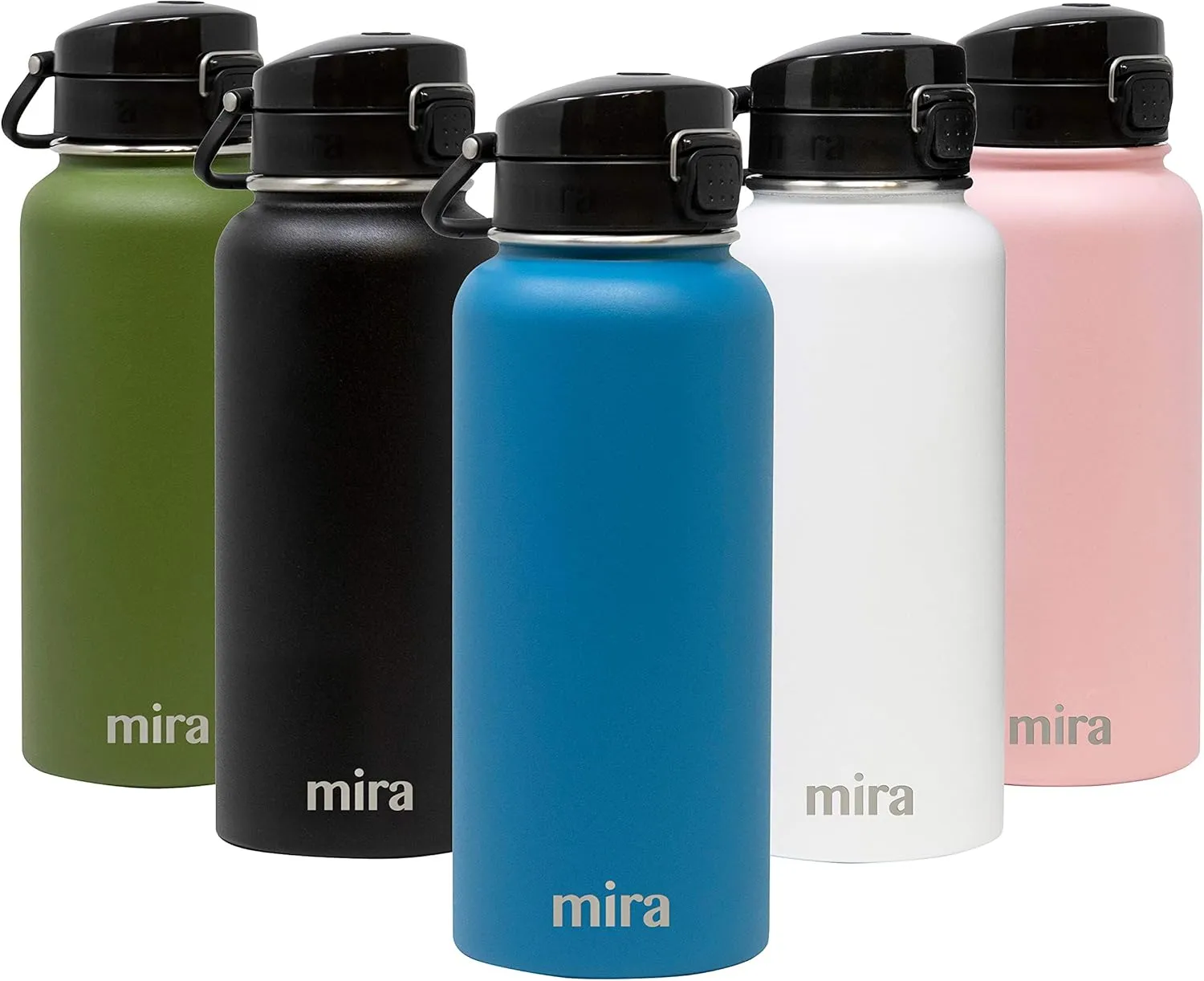 MIRA 32 oz Insulated Water Bottle - Stainless Steel Thermos with One-Touch Quick-Open Spout - Double Wall Hot & Cold (24Hr Cold/12Hr Hot) - Hawaiian Blue