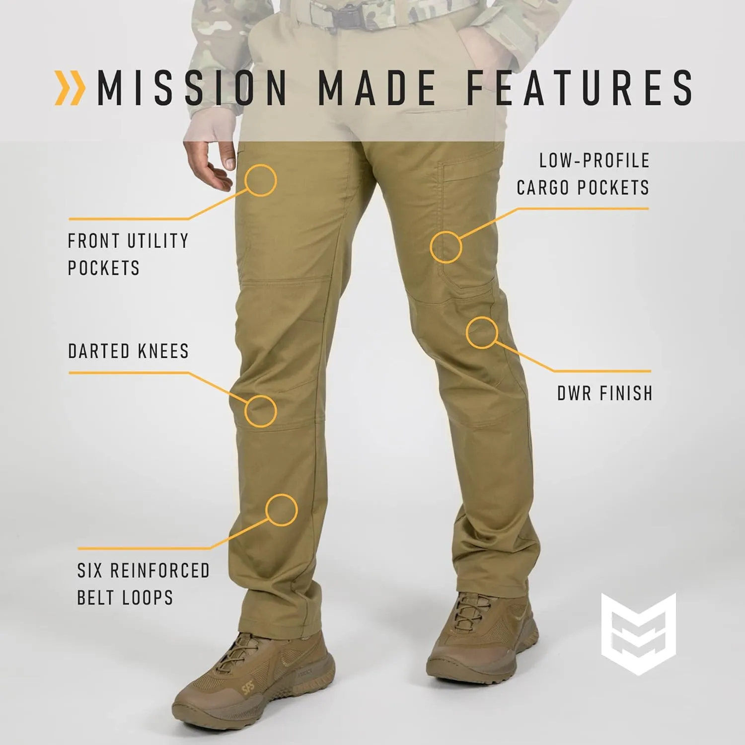 MISSION MADE Tactical Pants for Men, Water Repellent, Lightweight Hiking Outdoor Work Pants