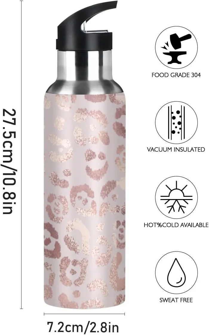 MNSRUU Insulated Water Bottle with Straw, Rainbow and Unicorns Stainless Steel Flasks for Sports Cycling Hiking School