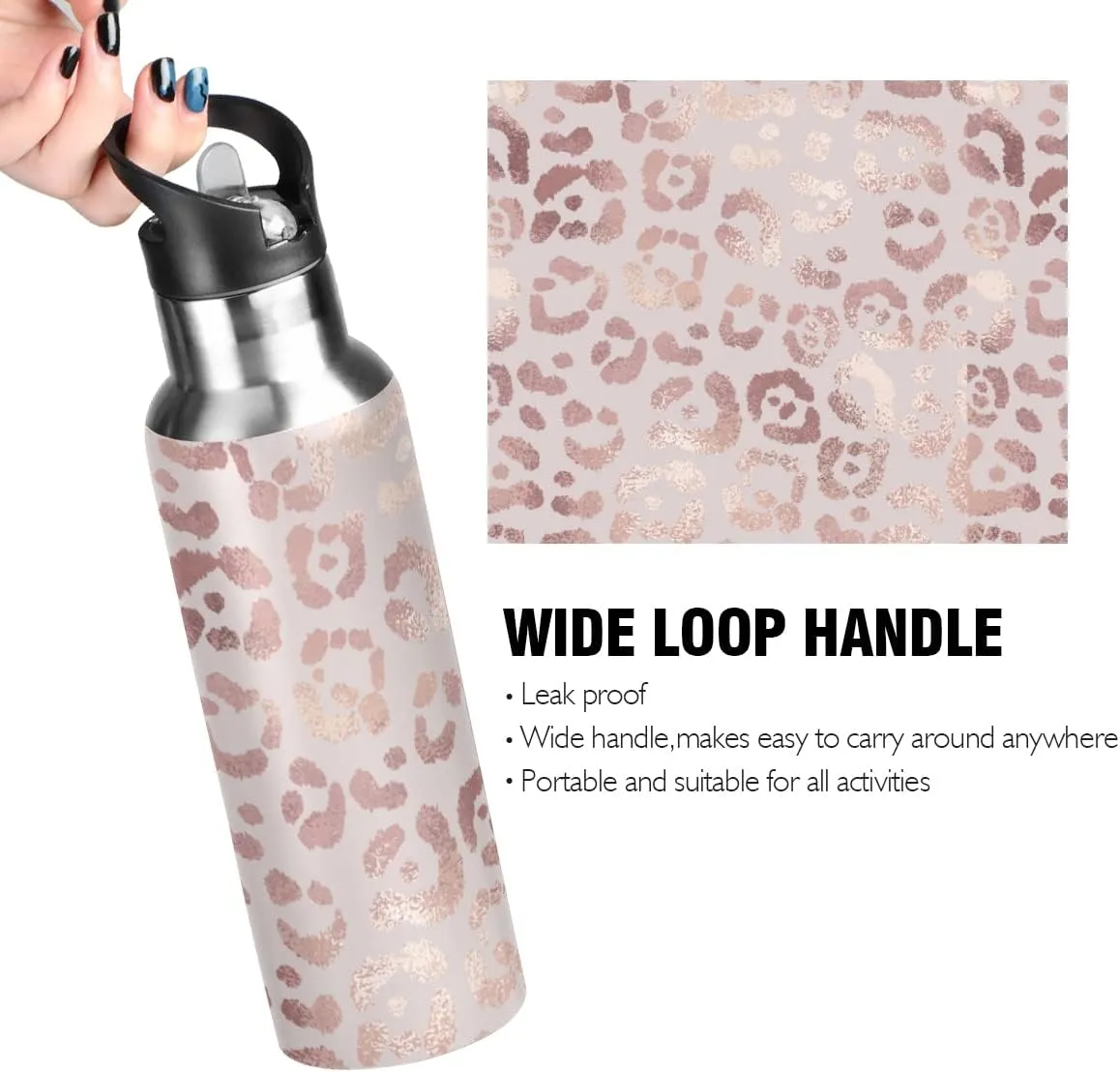 MNSRUU Insulated Water Bottle with Straw, Rainbow and Unicorns Stainless Steel Flasks for Sports Cycling Hiking School